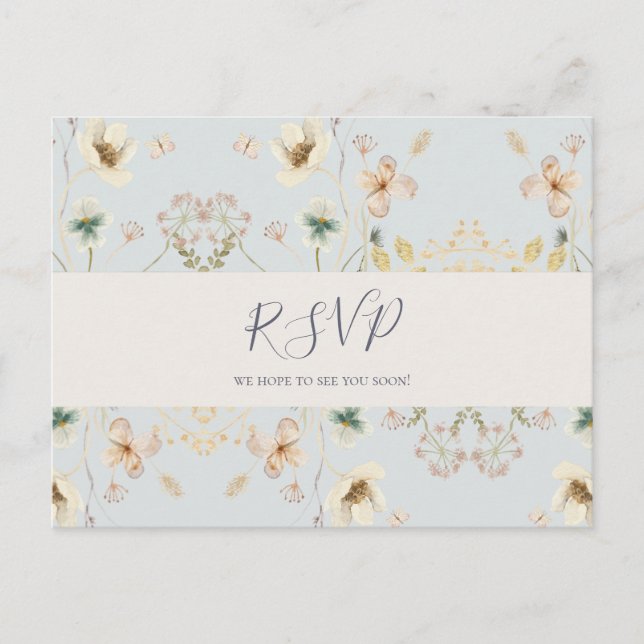 Fleur sauvage printanière | Carte postale RSVP ble (Devant)