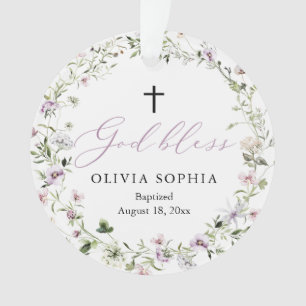 Fleur sauvage Purple Girl Baptême Acrylique Orneme