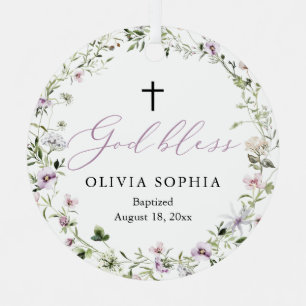 Fleur sauvage Purple Girl Photo Baptême Ornement