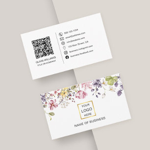 Fleur sauvage QR Code Social Media Icon Carte de v