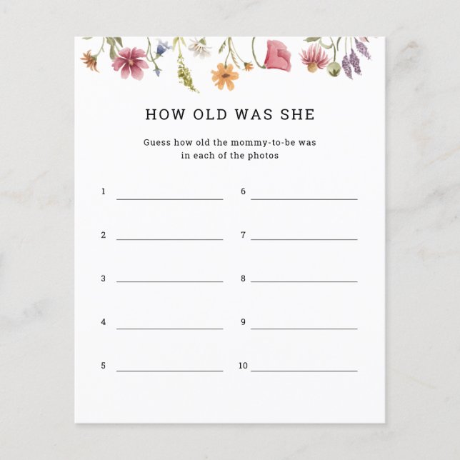 Fleur sauvage Quel Âge Avait-Elle Les Cartes De Je (Devant)