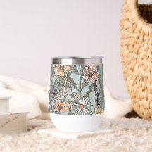 Fleur sauvage rétro jaune rose écume de mer