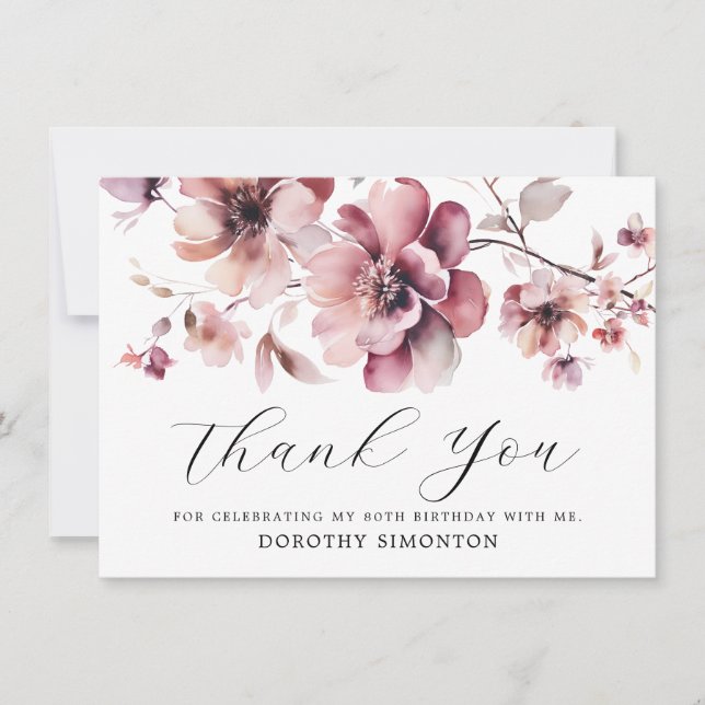 Fleur sauvage rose rustique 80e anniversaire Merci (Devant)