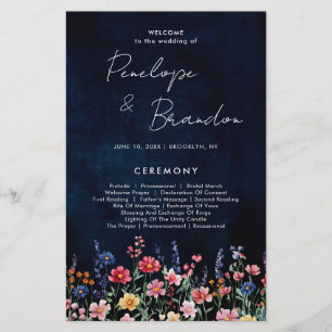Fleur sauvage Rustic Country Boho Wedding Programm