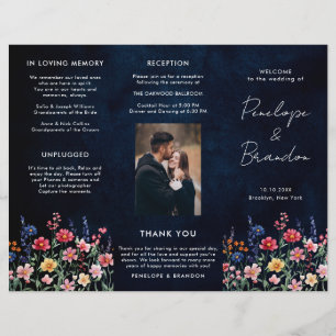 Fleur sauvage Rustic Country Photo Wedding Program
