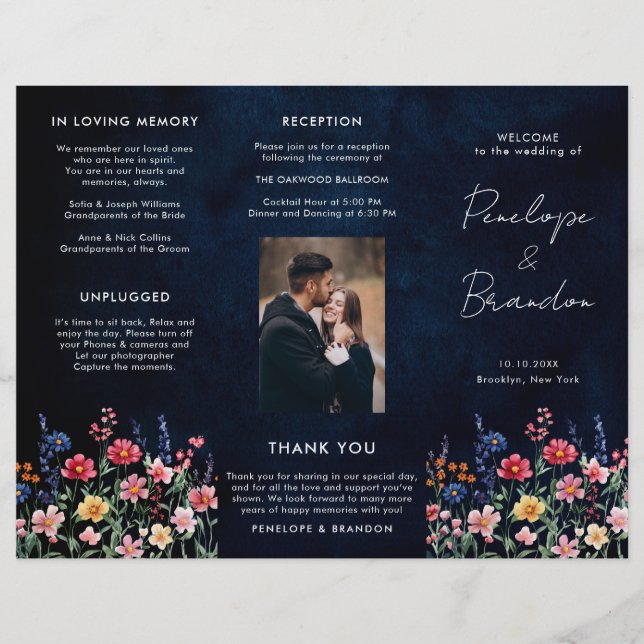 Fleur sauvage Rustic Country Photo Wedding Program (Devant)