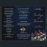 Fleur sauvage Rustic Country Tri Fold Wedding Prog<br><div class="desc">Célébrez votre amour avec ce programme de mariage dynamique avec un design fleur sauvage d'aquarelle dans les tons rose, violet et vert. Parfait pour les mariages de jardin, de printemps ou de style rustique, cet invitation d'inspiration nature allie délicats accents floraux à une typographie élégante, créant une touche fantaisiste et...</div>