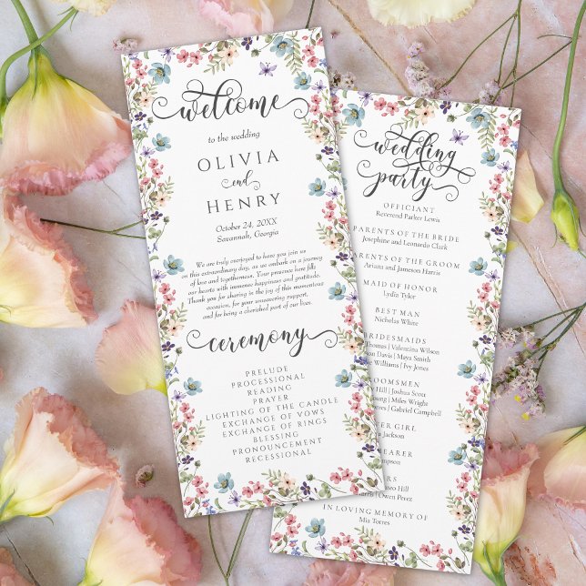 Fleur sauvage Rustic Floral Wedding Programme (Créateur téléchargé)