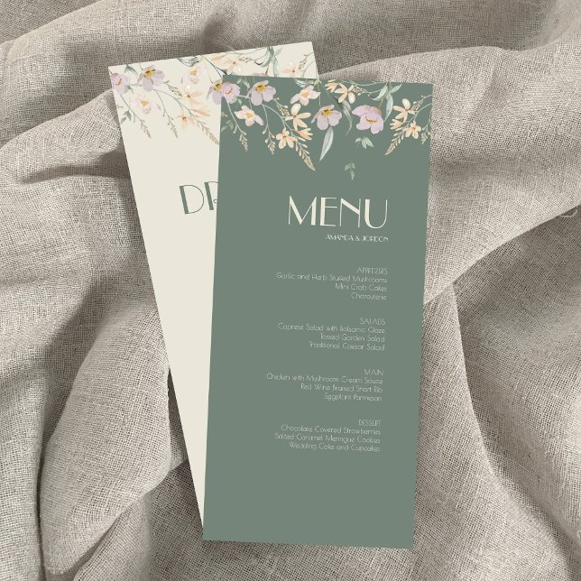 Fleur sauvage Sage Deco Menu Mariage Dîner et bois (Créateur téléchargé)