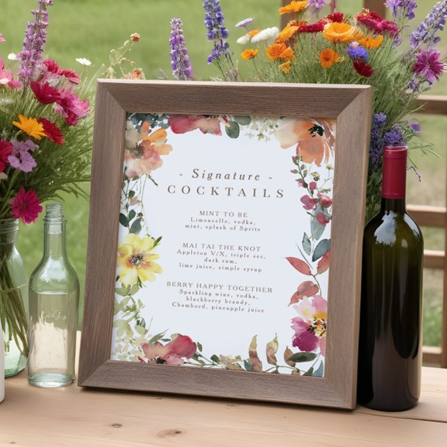 Fleur sauvage Signature Cocktail Menu Poster (Créateur téléchargé)