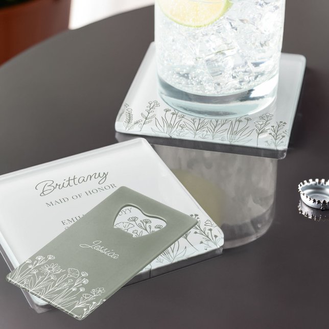 Fleur sauvage simple N'importe quelle fête de mari (Wildflower Wedding Party Gift Bottle Opener to personalize in any color)