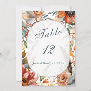 Fleur sauvage Spirit Boho Mariage Numéro de table