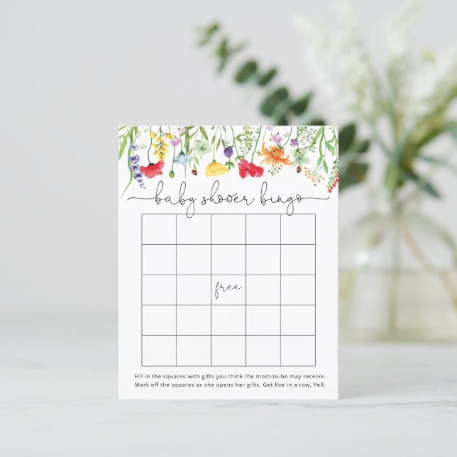 Fleur sauvage Spring Baby shower Baby Bingo Jeu (Debout devant)