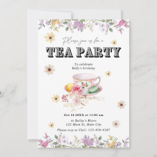 Fleur sauvage Tea Party Anniversaire Invitation