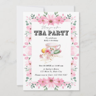 Fleur sauvage Tea Party Anniversaire Invitation