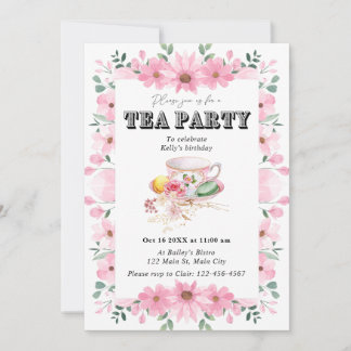 Fleur sauvage Tea Party Anniversaire Invitation
