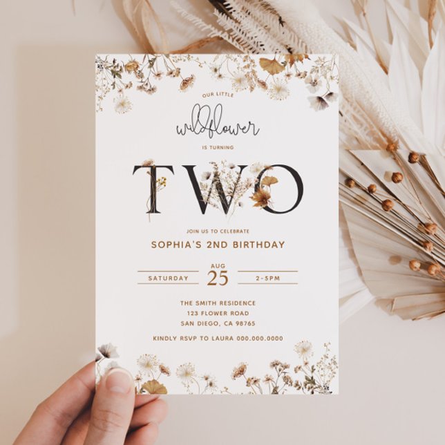 Fleur sauvage Terre Invitation de 2e anniversaire (Créateur téléchargé)