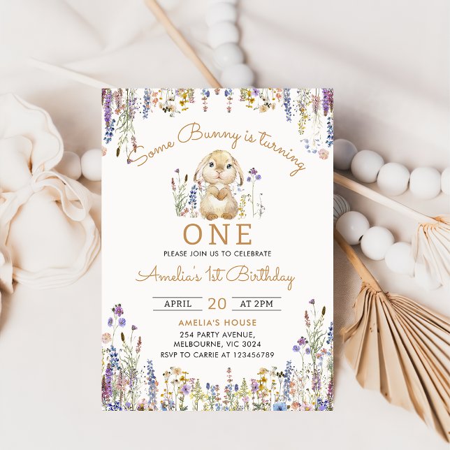 Fleur sauvage Une Petite Fille Lapin Invitation An (Créateur téléchargé)