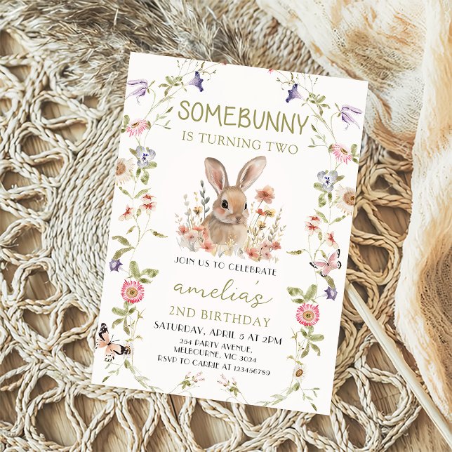 Fleur sauvage Une Petite Fille Lapin Invitation An (Créateur téléchargé)