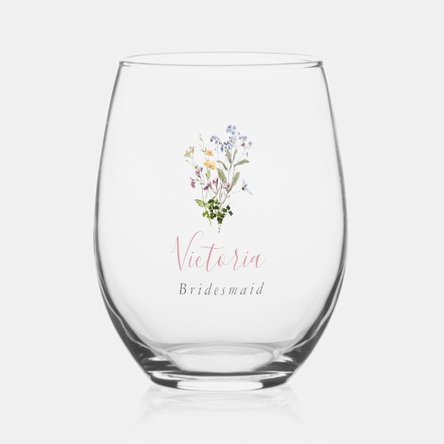 Fleur sauvage Vin sans pierre verre Bridesmaid cad (Recto)