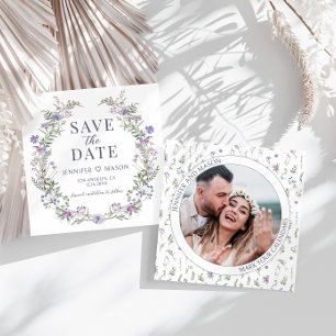 Fleur sauvage violet Enregistrer l'invitation phot