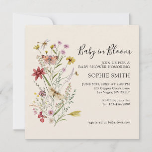 Fleur sauvage Whimsical Baby In Bloom Invitation