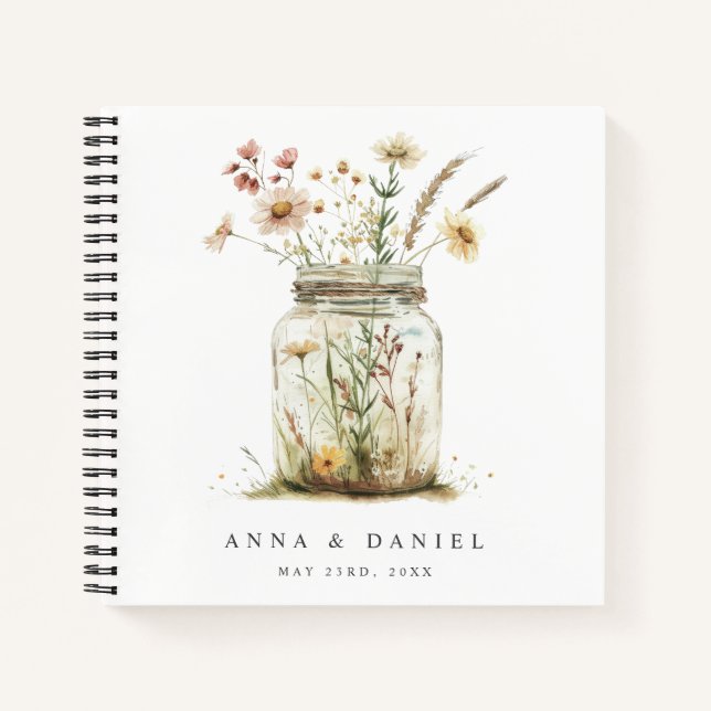 Fleur sauvage Whimsical Mason Jar Mariage Livre d' (Devant)