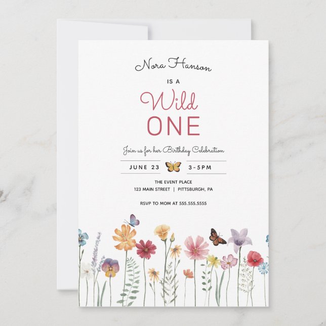 Fleur sauvage Wild One First Birthday Invitation (Devant)