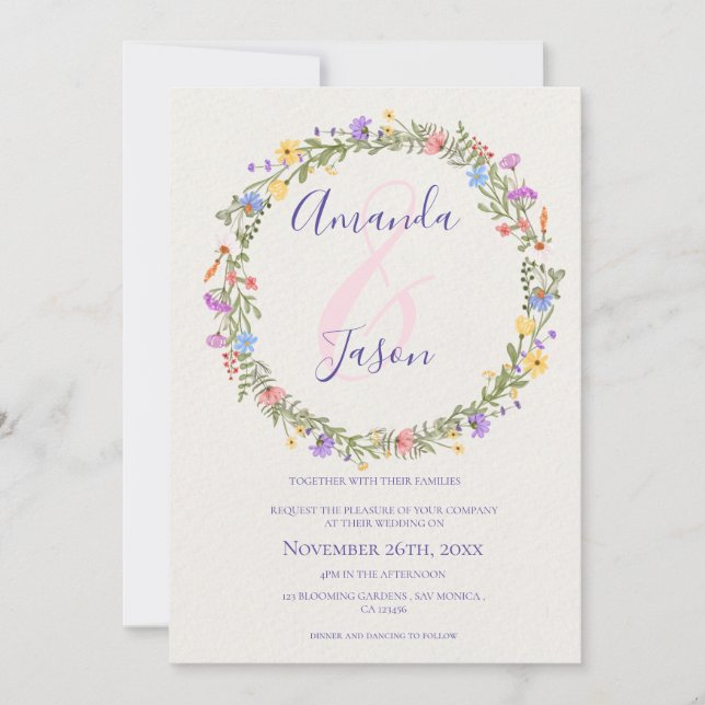 Fleur sauvage Wreath Joli Jaune violet Mariage (Devant)