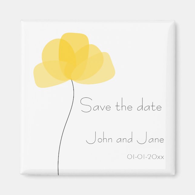 Fleur simple Enregistrer la date Magnet (Devant)