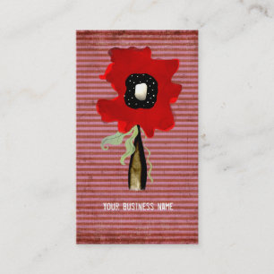 Fleur tourbillon lignes carte de visite rose rouge