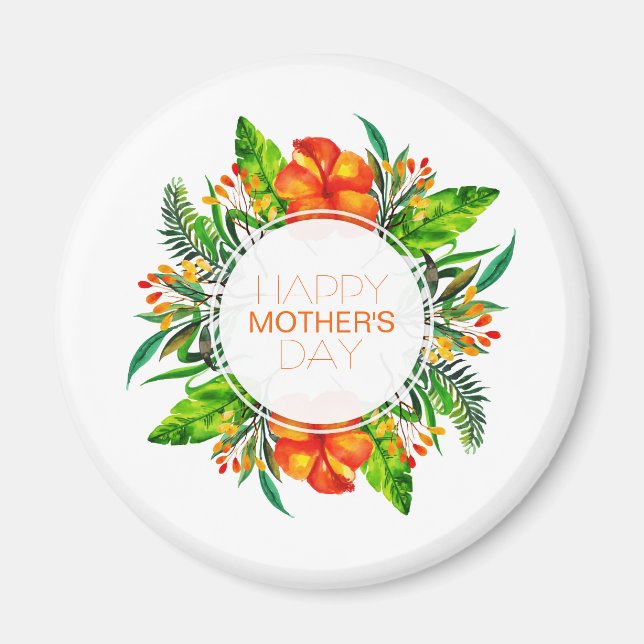 Fleur tropicale Bonne fête des mères | Magnet (Devant)