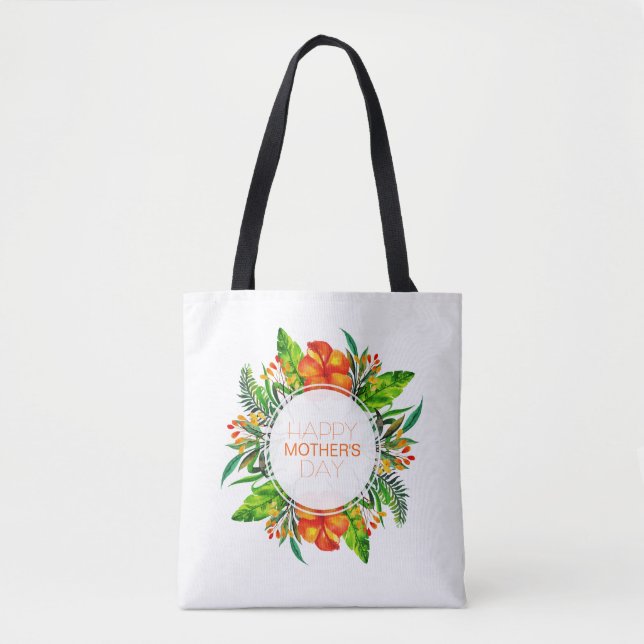 Fleur tropicale Bonne fête des mères | SAC FOURRE- (Devant)