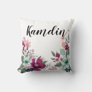 Fleur tropicale Coussin personnalisée en blanc