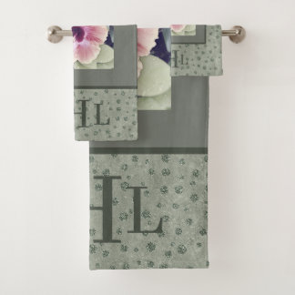 Fleur tropicale en Sage Vert & Empreinte de léopar