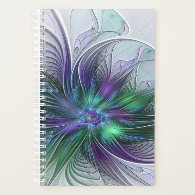 Fleur vert violet Art Abstrait moderne Fractal (Devant)