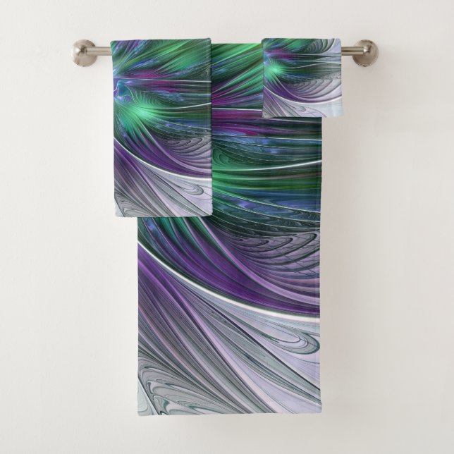 Fleur verte abstraite moderne d'art fractal violet (En situation)