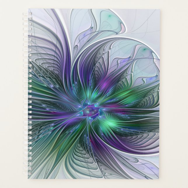 Fleur verte abstraite moderne fractale violette (Devant)