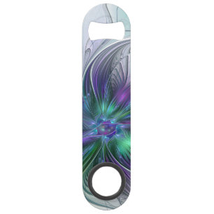 Fleur verte abstraite moderne fractale violette