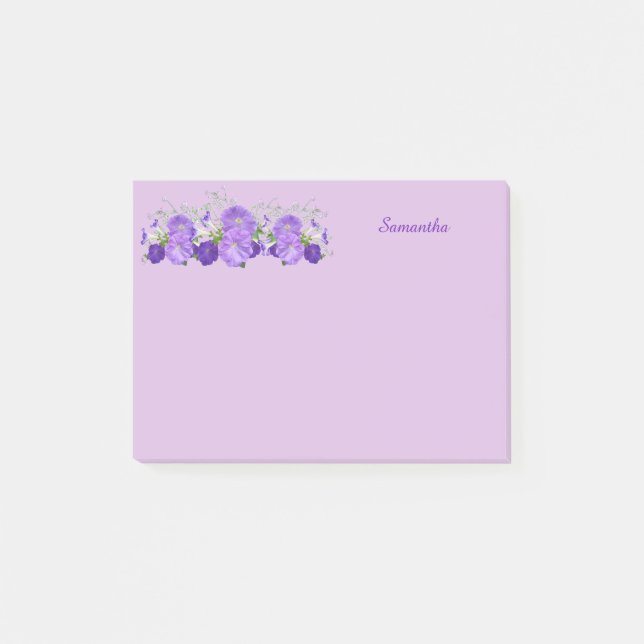 Fleur violet - Notes personnalisées Post-it 4x3 (Devant)