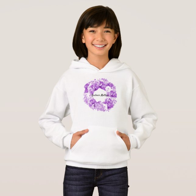 Fleur violet Wreath Kindness Matters Sweat - shirt (Devant entier)