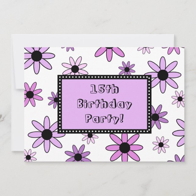 Fleur violette 15e anniversaire Cartes d'invitatio (Devant)