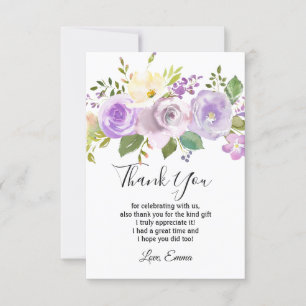 fleur violette, carte de remerciements florale