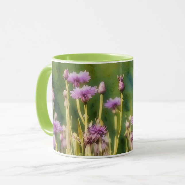 Fleur violette Jardin Fleur de maïs Art Mug Cup (Devant gauche)
