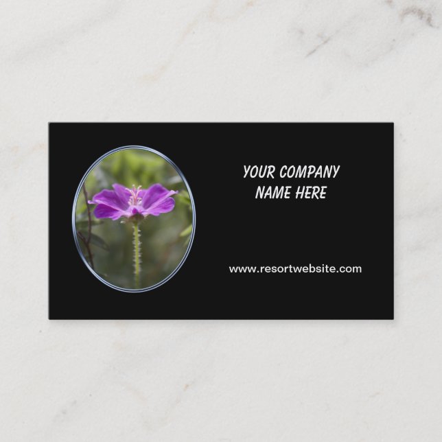 fleur violette simple, carte de visite noir élégan (Devant)