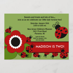 Fleur vive et Ladybug Invitation d'anniversaire
