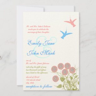 Fleur Whimsical et Faire-part de mariage d'oiseaux