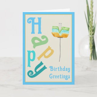 Fleur Whimsy moderne Joyeuse carte d'anniversaire