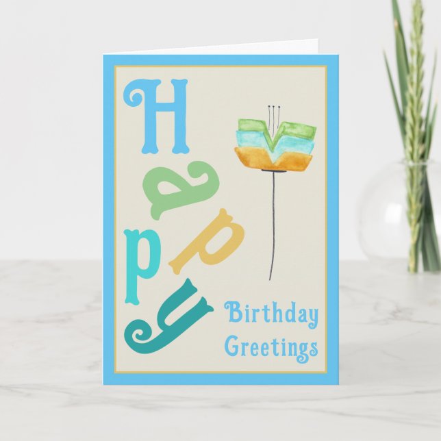Fleur Whimsy moderne Joyeuse carte d'anniversaire (Devant)
