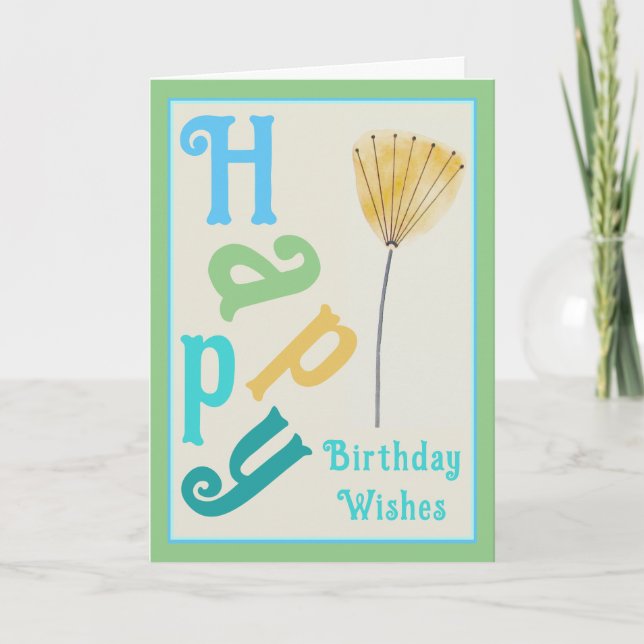 Fleur Whimsy moderne Joyeuse carte d'anniversaire (Devant)